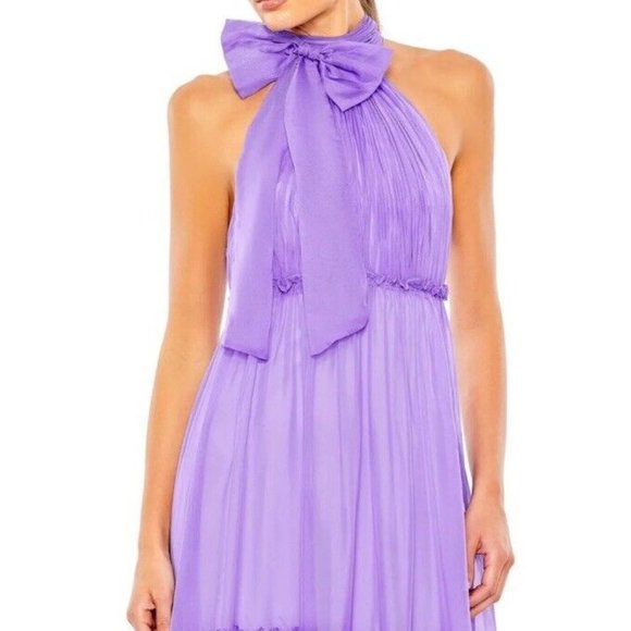 Mac Duggal Ieena Sz 10 Dress 55848 Halter A-Line Evening Gown Orchid Purple New - Picture 3 of 11